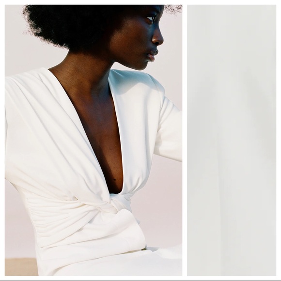 Zara White Draped Blazer Mini Dress with V-neckline. Size XS. Worn once - Picture 5 of 14
